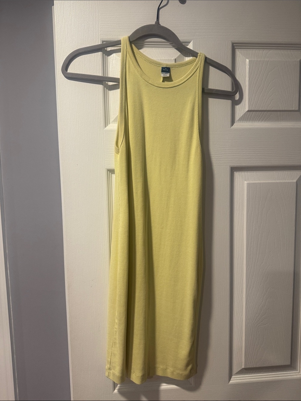 Old Navy Pale Yellow Ribbed Tank Midi Dress